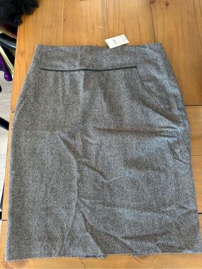 Express Gray Tweed Pencil Skirt with Black Trim
